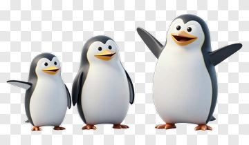 Cartoon Penguins Standing Together PNG