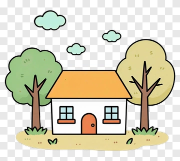 Cartoon House Surrounded By Trees PNG
