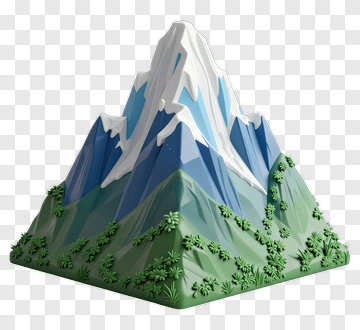3D Mountain With Snow-Capped Peak PNG