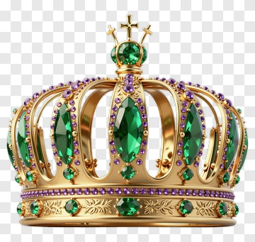 Golden Crown With Green And Purple Gems PNG