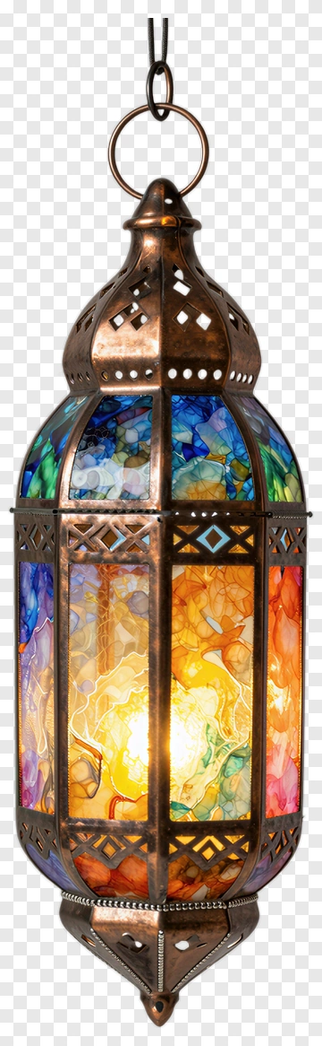 Colorful Lantern With Stained Glass Design PNG