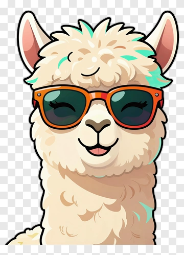 Cartoon Alpaca Wearing Sunglasses PNG