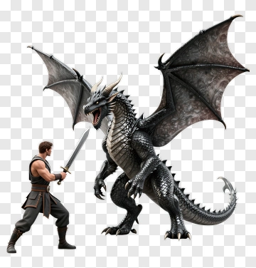 Warrior Battling A Dragon PNG