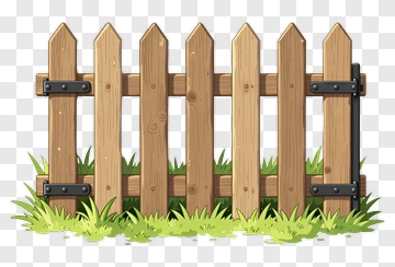 Wooden Fence With Grass PNG