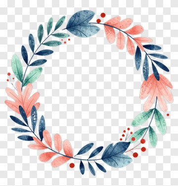 Floral Wreath With Leaves And Berries PNG