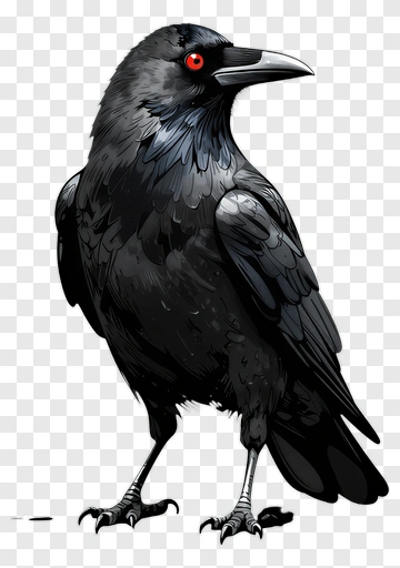 Cartoon Black Raven With Red Eyes PNG