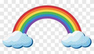 Colorful Rainbow With Clouds PNG