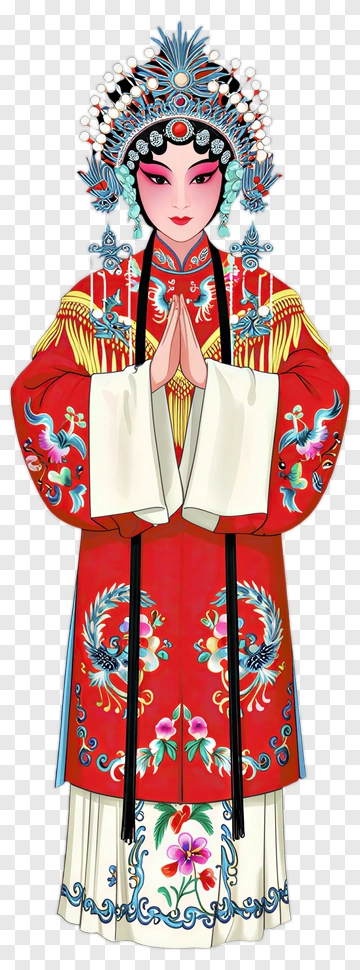 Traditional Chinese Opera Performer In Red Costume PNG