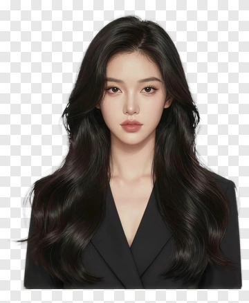 Portrait Of A Woman With Long Black Hair PNG