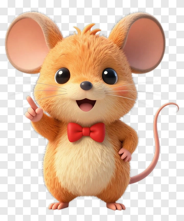 Cartoon Mouse With A Red Bow Tie PNG