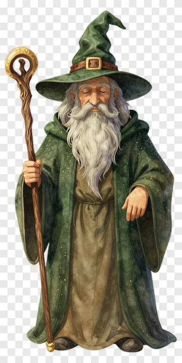 Wizard Holding A Staff PNG