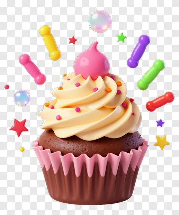 Colorful Cupcake With Sprinkles And Decorations PNG