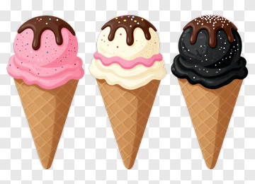Ice Cream Cones With Chocolate And Sprinkles PNG
