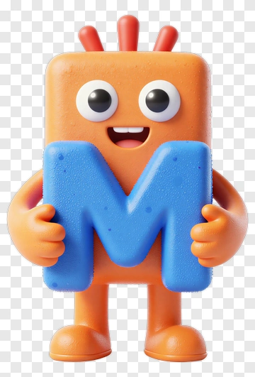 3D Character Holding Letter M PNG
