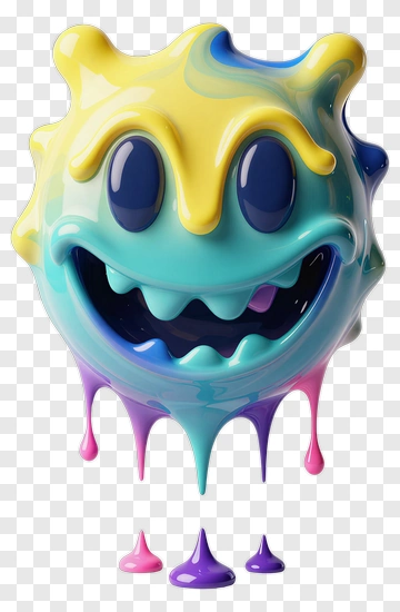 Colorful Dripping Smiley Face PNG