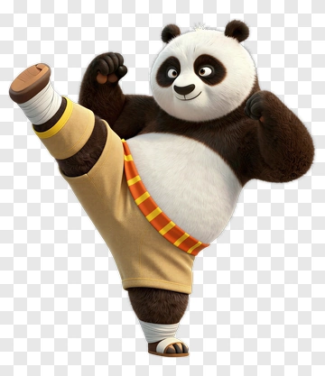 Cartoon Panda Kicking PNG
