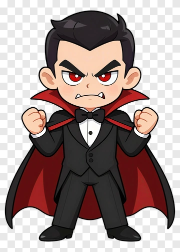 Cartoon Vampire Boy In A Black Suit PNG