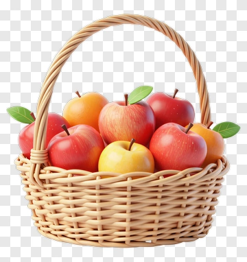 Basket Filled With Colorful Apples PNG