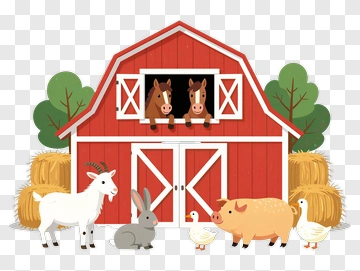 Farm Barn With Animals PNG