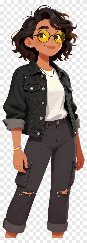 Stylish Young Woman In Casual Outfit PNG