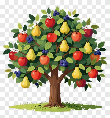 Colorful Apple And Pear Tree PNG