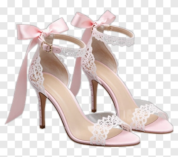 Pink High Heels With Lace And Ribbon PNG