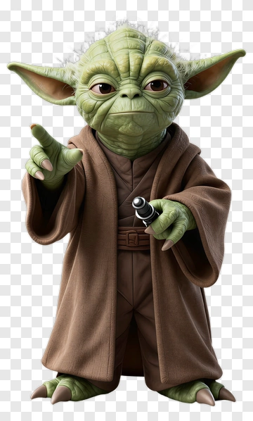 Cartoon Yoda Holding A Lightsaber PNG