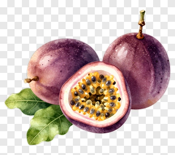 Passion Fruit With Leaves PNG