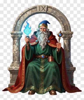 Wizard Holding A Magic Staff PNG