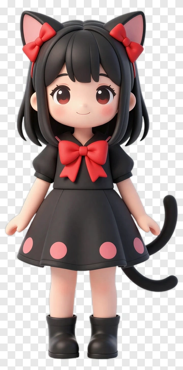 Kawaii Girl In Cat Costume PNG