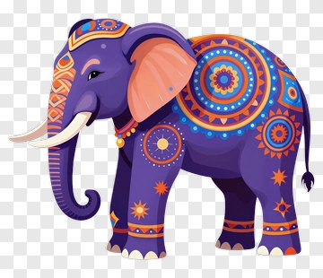Colorful Cartoon Elephant PNG