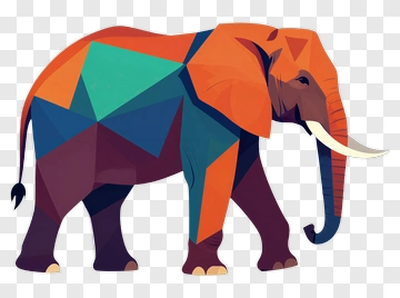 Colorful Geometric Elephant PNG