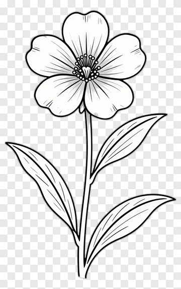 Black And White Flower Illustration PNG