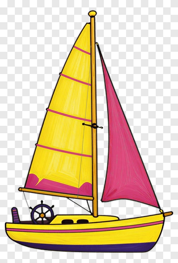 Colorful Sailboat With Yellow And Pink Sails PNG