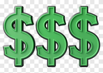 Three Green Dollar Signs PNG