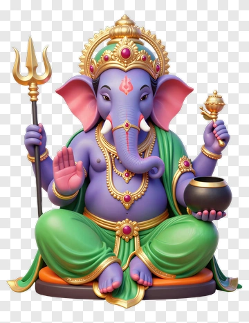 Colorful Lord Ganesha Holding A Pot PNG