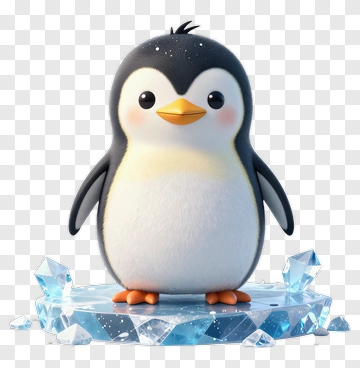 Cartoon Penguin On Ice PNG