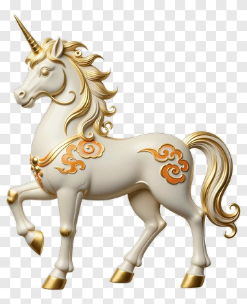3D Unicorn With Decorative Patterns PNG