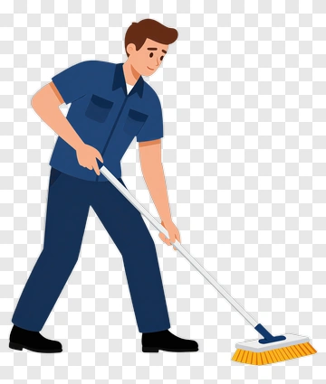 Cleaner Using A Broom PNG