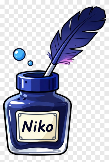 Ink Bottle With Feather Quill PNG