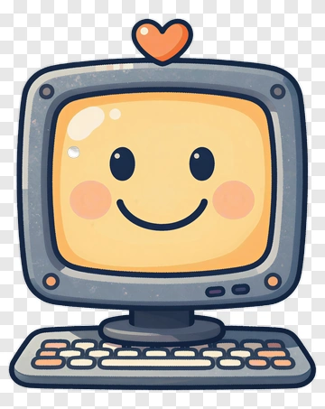 Cartoon Computer With Smiley Face PNG