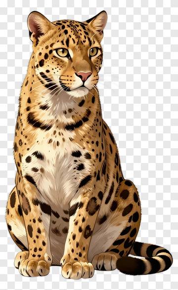 Cartoon Leopard Sitting PNG