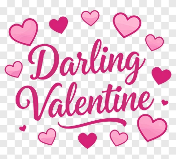 Darling Valentine With Hearts PNG