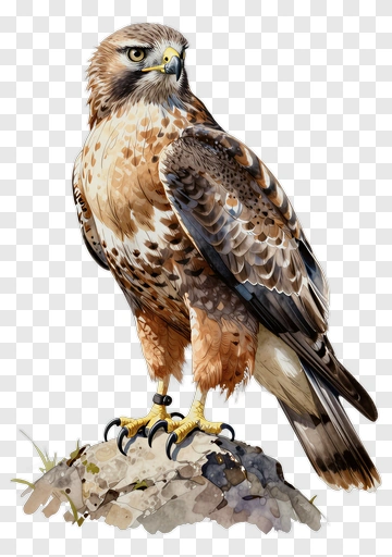 Realistic Hawk Standing On A Rock PNG