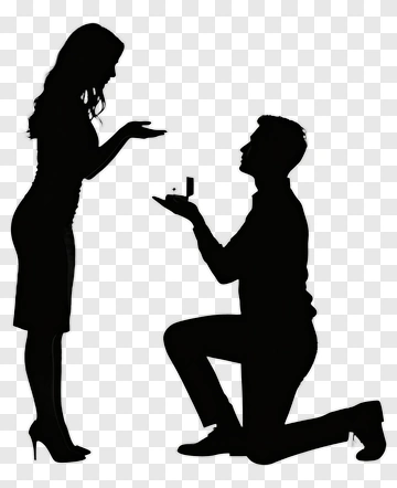 Silhouette Couple Proposing Engagement PNG