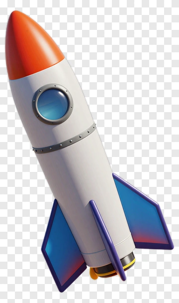 3D Rocket With Colorful Fins PNG