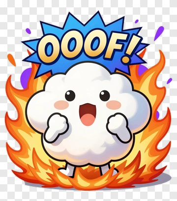 Cartoon Cloud With Excited Expression And Ooof Text PNG