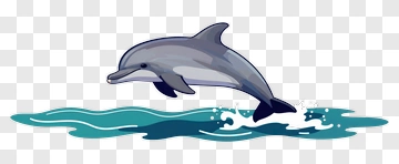 Cartoon Dolphin Jumping Over Waves PNG