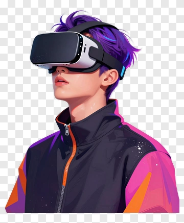 Young Man Wearing Virtual Reality Headset PNG