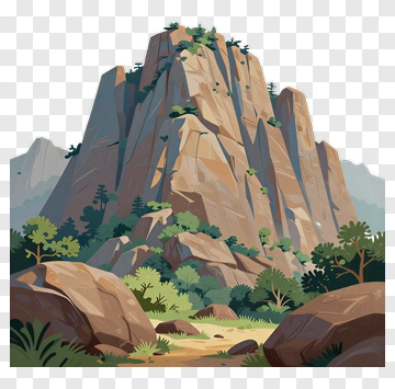 Mountain Landscape With Rocks And Vegetation PNG